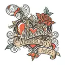 name "Alessandro" on heartbeat line drawing tattoo design idea