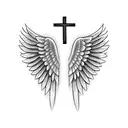 Angel Wings with a cross in the middle for a large back piece tattoo tattoo design idea