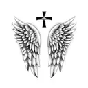 Angel Wings with a cross in the middle for a large back piece tattoo tattoo design idea