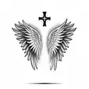 Angel Wings with a cross in the middle for a large back piece tattoo tattoo design idea