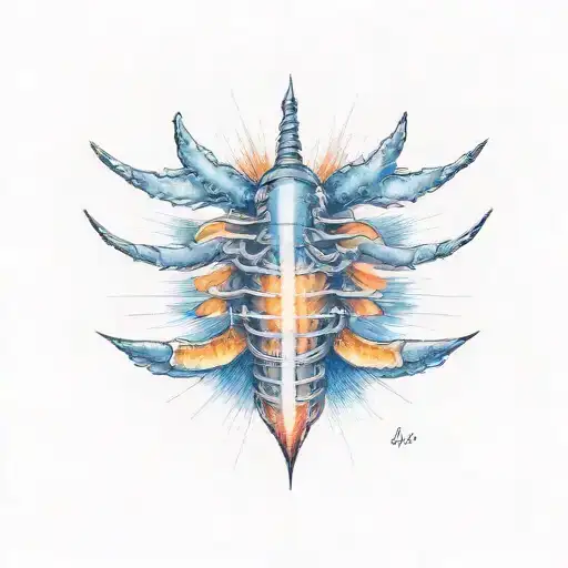 spine with blue spinal cord tattoo design idea