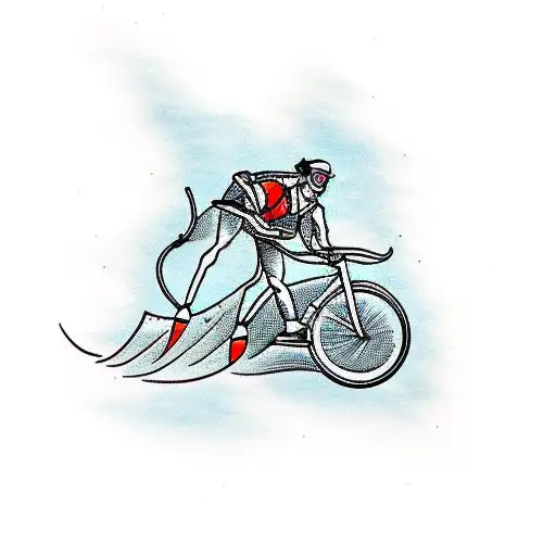 bicycle with ski with scuba diving  tattoo design idea