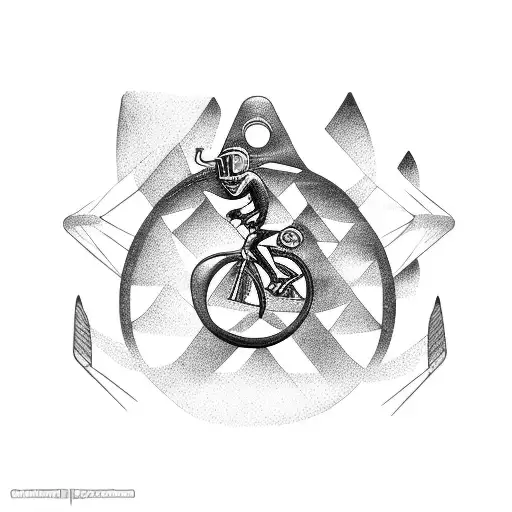 bicycle with ski with scuba diving  tattoo design idea