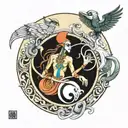 Thoth god of Wisdom hold ying yang sign incorporated tattoo design idea