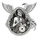 Thoth god of Wisdom hold ying yang sign incorporated tattoo design idea