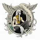 Thoth god of Wisdom hold ying yang sign incorporated tattoo design idea
