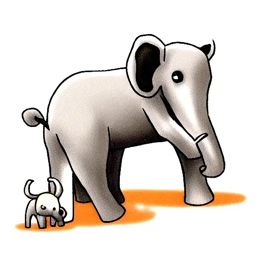 Elephant with baby elephant tattoo design idea