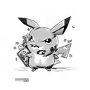 Zombie Pikachu surrounded by trash tattoo design idea