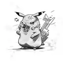 Zombie Pikachu surrounded by trash tattoo design idea