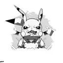 Zombie Pikachu surrounded by trash tattoo design idea