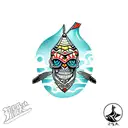 sea turtle with tiki mask skull for shell tattoo design idea