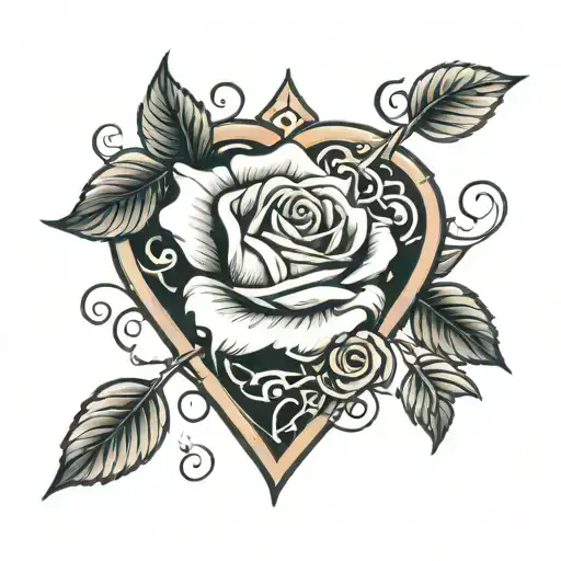rose wage schwert herz gehirn  tattoo design idea