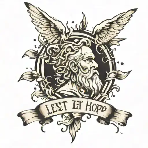 combination of old Zeus and the August emblem with these quotes: let it be let it happen see the good hope lucky always  tattoo design idea