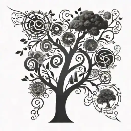 A family tree with branches representing different responsibilities and roles, intertwined with musical notes and symbols to show the importance of family, music, and responsibility in your life tattoo design idea