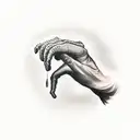 alien hand reaching down from space and human hand reaching up from earth almost touching finger tip tattoo design idea