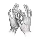 alien hand reaching down from space and human hand reaching up from earth almost touching finger tip tattoo design idea