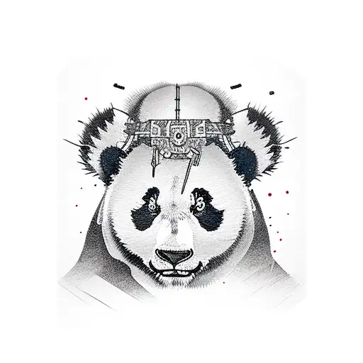 colorful pandas on bamboo  tattoo design idea