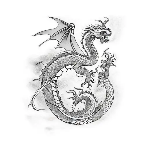 dragon adentro de omamori tattoo design idea