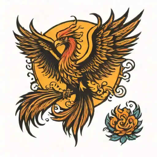 A phoenix rising from the ashes, representing resilience and overcoming challenges like betrayal and heartbreak tattoo design idea