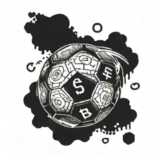 A soccer ball made of currency symbols like dollar signs and euros tattoo design idea