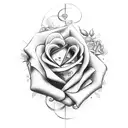barber sign with doves roses and a ribbon tattoo design idea