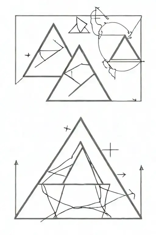 three triangles and in each one 3 anime drawings tattoo design idea