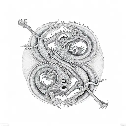 two dragons yin and Yang  tattoo design idea