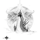 Parthutnaax Skyrim dragon circling Alduin Skyrim dragon  tattoo design idea