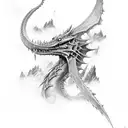 Parthutnaax Skyrim dragon circling Alduin Skyrim dragon  tattoo design idea