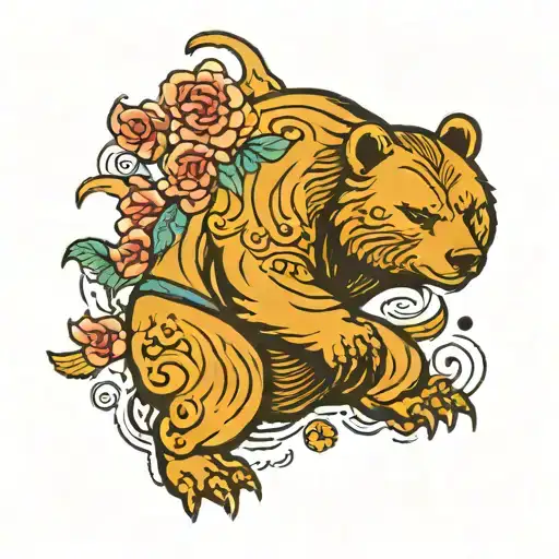 bear holding tattoo design idea