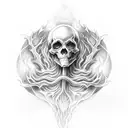 A mystical lich casting powerful spells with a haunting background tattoo design idea