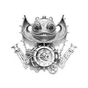 Steampunk Kobold with mechanical enhancements tattoo design idea