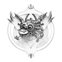 Steampunk Kobold with mechanical enhancements tattoo design idea