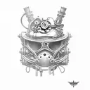 Steampunk Kobold with mechanical enhancements tattoo design idea