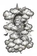 name with clouds tattoo design idea