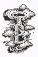name with clouds tattoo design idea