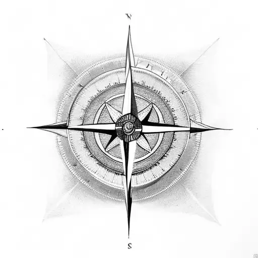 compass with the shape of a crucifix tattoo design idea