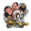 Minnie Mouse zero skateboard skull tattoo design idea