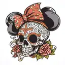 Minnie Mouse zero skateboard skull tattoo design idea