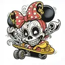Minnie Mouse zero skateboard skull tattoo design idea