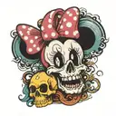 Minnie Mouse zero skateboard skull tattoo design idea
