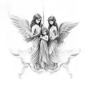 3 angels tattoo design idea