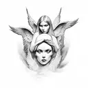 3 angels tattoo design idea