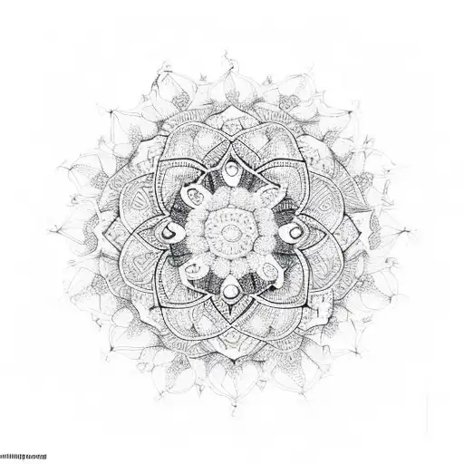 Hip mandala with no flowers, very feminine tattoo design idea