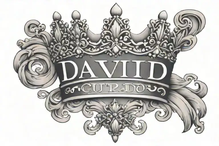 the name david cursive writing and a kings crown for a female neck  symbol love  tattoo design idea