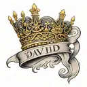 the name david cursive writing and a kings crown for a female neck   tattoo design idea