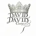 the name david cursive writing and a kings crown for a female neck   tattoo design idea