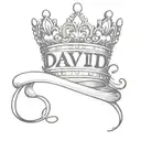 the name david cursive writing and a kings crown for a female neck   tattoo design idea