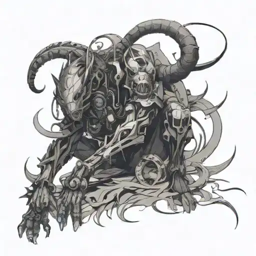 I want a tattoo for my right leg that reflects my personality. I am quiet. I like to wear black. I like anime and things tattoo design idea