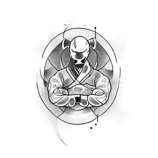 A BJJ fighter grappling with minatour tattoo design idea
